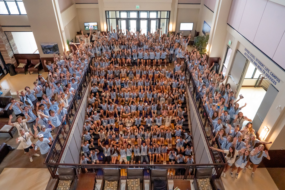 students in the Anschutz Student Center lobby