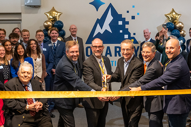 opening ceremony of ccu leaders cutting the ribbon at the quarry lab